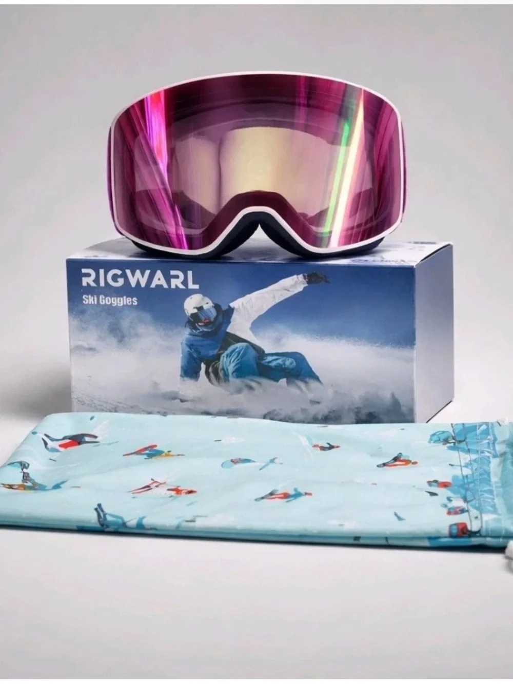 Pink Ski Goggles with Mirrored Lens